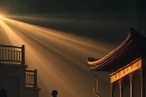 剧集《银河车站》封面，站台顶棚下的星轨长曝光